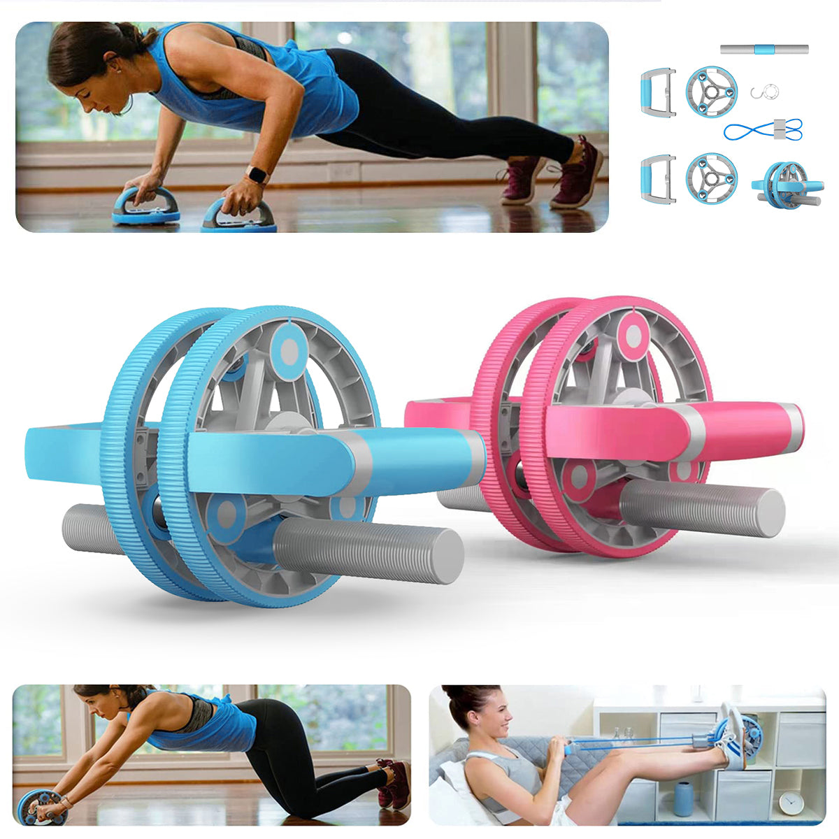 FlexiFit™ 6-in-1 Ab Roller Wheel Kit - Full Body Home Gym Set